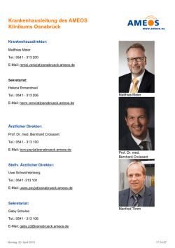 Krankenhausleitung des AMEOS Klinikums Osnabr&uuml;ck
