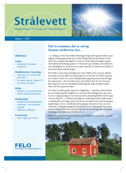 Strålevett utg. 1 2012 - Medlemsblad for FELO (PDF