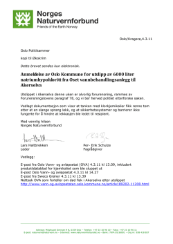 Naturvernforbundets anmeldelse av klorutslippet i Akerselva 2011