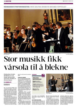 Les anmeldelse i Hamar Arbeiderblad av konserten 9. mars 2014