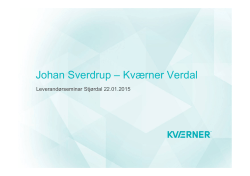 8.0 Johan Sverdrup, status og fremdrift, Per Jørum, Kværner Verdal
