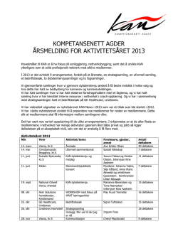 Årsmelding 2013 - Kompetansenett Agder