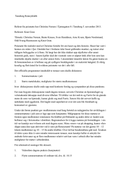 Tønsberg Rotaryklubb Referat fra peismøte hos Christine Norum i