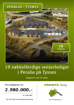 19 nøkkelferdige seniorboliger i Peralio på Tysnes 2.980.000,-