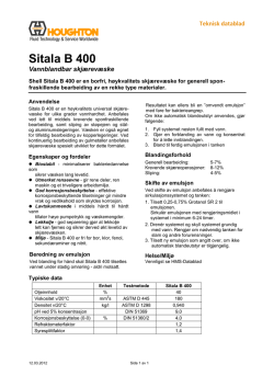Sitala B 400 - Univar Lubricants Sverige