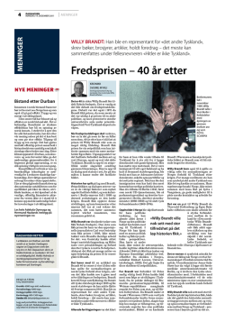 Fredsprisen – 40 år etter - Norwegisch-Deutsche Willy-Brandt