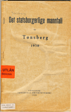 Det statsborgerlige manntall for Tønsberg 1930