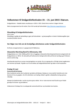 Velkommen til Smågardistfestivalen 19. – 21. juni 2015 i Bærum.