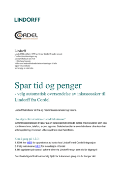 Les mer om Lindorff integrert i Cordel