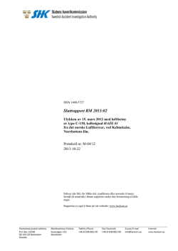 Sluttrapport RM 2013:02 - Statens Haverikommission