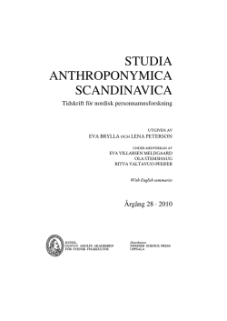 Studia anthroponymica Scandinavica 28