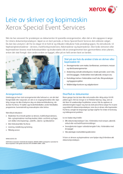 Leie av skriver og kopimaskin Xerox Special Event Services