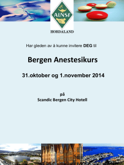 Bergen Anestesikurs 31.oktober og 1.november 2014
