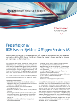 RSM Informerer 1 - RSM Hasner Kjelstrup og Wiggen