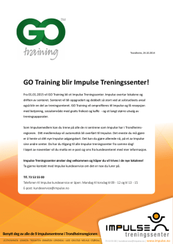 GO Training blir Impulse Treningssenter!