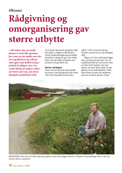 rådgiving og omorganisering - Norsk Landbruksrådgiving Østafjells