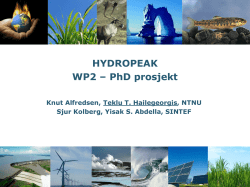 HYDROPEAK WP2 – PhD prosjekt