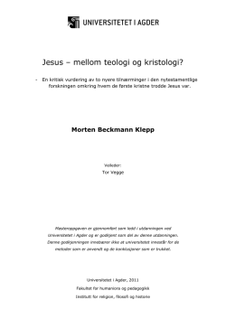Jesus - Mellom teologi og kristologi (pdf)
