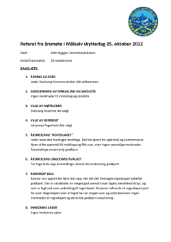 Referat fra årsmøte i Målselv skytterlag 25. oktober 2012