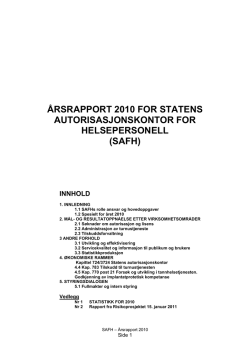 Årsrapport for 2010 - Statens autorisasjonskontor for helsepersonell