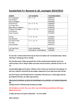 Scooterliste for Byneset IL ski, sesongen 2014/2015