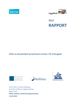 Rapport HPRO PL - FHF-Prosjektet“Produksjon av berggylt”