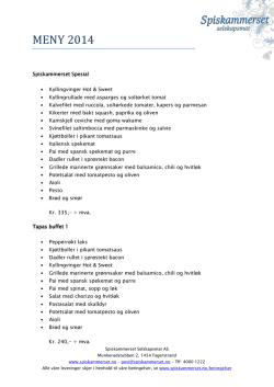 MENY 2014 - Spiskammerset Selskapsmat AS
