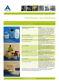 Prøveflasker og emballasje - ALS Laboratory Group Norway AS