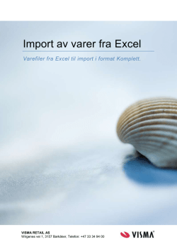 Import av varer fra Excel - Visma CS-Web