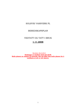 solsvik vassverk pl beredskapsplan vedtatt og tatt i bruk 1.11.2008