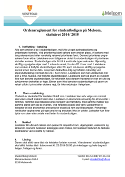 Ordensreglement for studentboligen på Melsom, skoleåret 2014/ 2015