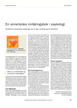 Anmeldelse av boken. Publisert i Tidsskrift for Norsk Psykologforening