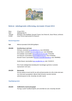 Referat - Jakobsgrenda velforening, styremøte 10 juni 2014