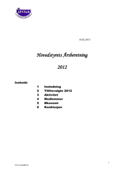 Årsberetning 2012 - hovedstyret - med regnskap