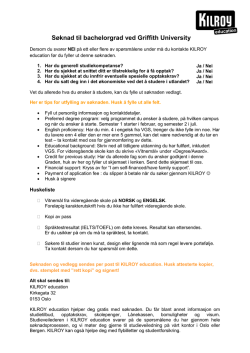 S&oslash;knad til bachelorgrad ved Griffith University