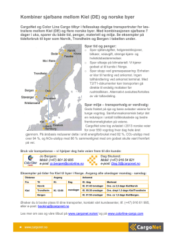 Kombiner sjø/bane mellom Kiel (DE) og norske byer