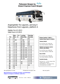 avgangstider for Flybussen fra Lagunen terminal til flyplassen