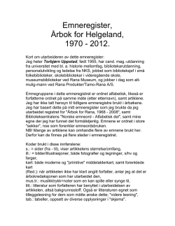 Emneregister, Årbok for Helgeland, 1970