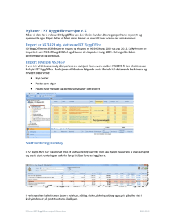 Nyheter i ISY ByggOffice versjon 6.5