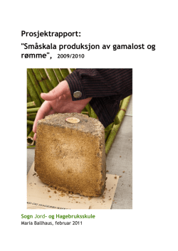"Småskala produksjon av gamalost og rømme", 2009/2010