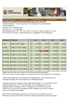 Priser på avløeserutgifter 2015 - Vestfold Landbrukstjenester SA