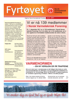Fyrtøyet nr 3 - 2011 - Norsk Varmeteknisk Forening