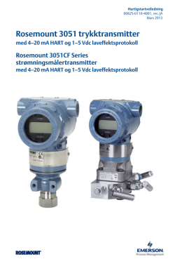 Rosemount 3051 trykktransmitter med 4—20 mA HART og 1—5 Vdc