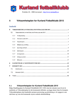 Virksomhetsplan for Kurland Fotballklubb 2015