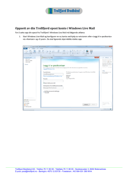 Oppsett av e-post til Windows Live Mail