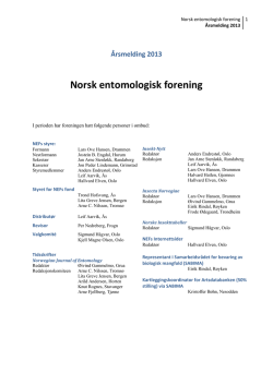 Årsmelding 2013 - Norsk entomologisk forening