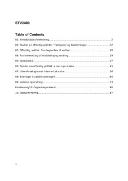 STV2400 Table of Contents