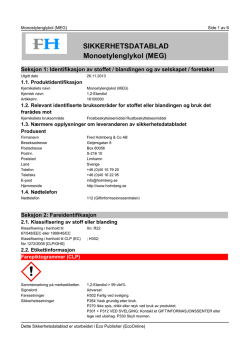 SIKKERHETSDATABLAD Monoetylenglykol (MEG)