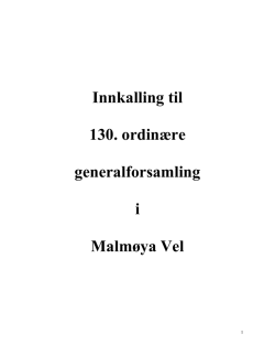 Årsrapport Malmøya Vel 2013