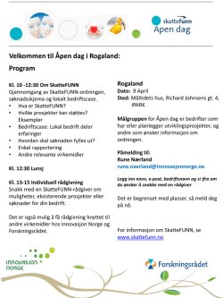 Program Velkommen til Åpen dag i Rogaland: